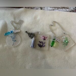 Set of 3 handmade rearview mirror hangars.  Chain is 10”